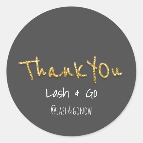 Thank You Gold Glitter Script Wedding Favor Modern Classic Round Sticker