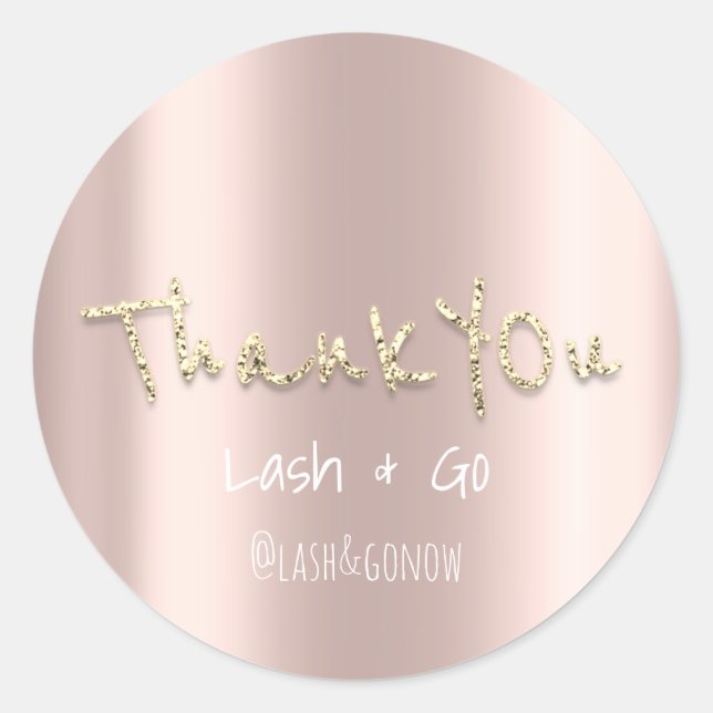 Thank You Gold Glitter Script Wedding Favor Rose Classic Round Sticker (Front)