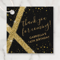 Thank You Gold Glitter Stripe Modern Favor