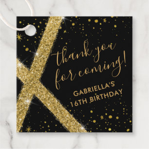 Thank You Gold Glitter Stripe Modern Favor Tags