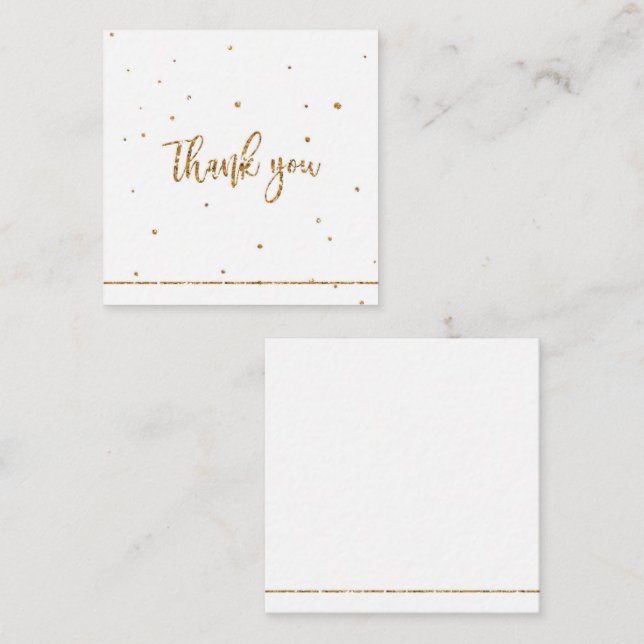 Thank you gold glitter with line note card (Front/Back)