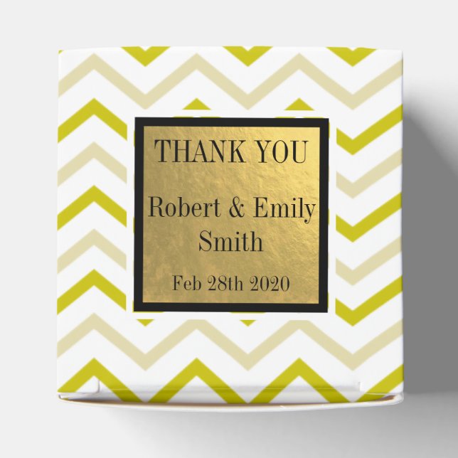 Thank You Gold Glitter Zigzag Chevron Pattern Favor Boxes (Top)