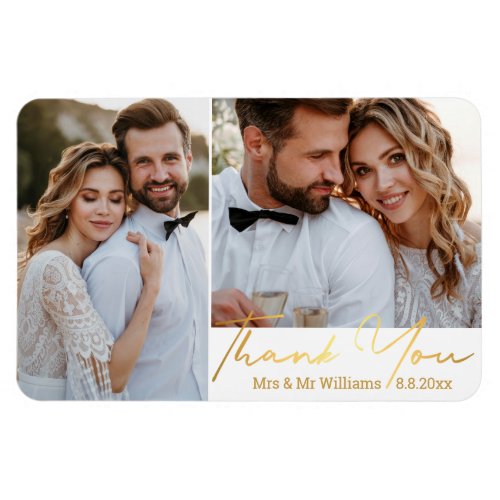 thank yougold handwritting wedding photos collage magnet