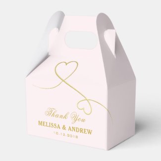 Thank You | Gold Hearts | Blush Pink Wedding Favor Box