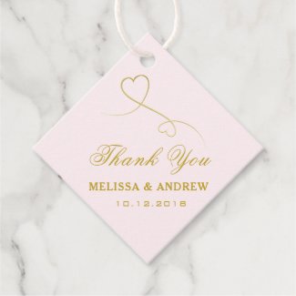 Thank You | Gold Hearts | Blush Pink Wedding Favor Tags