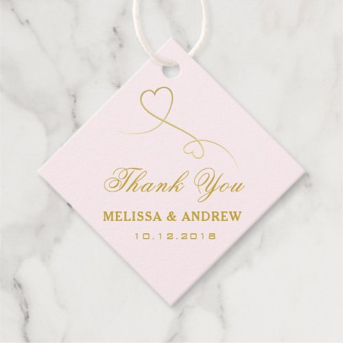 Thank You  Gold Hearts  Blush Pink Wedding Favor Tags