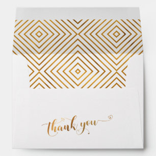 Thank You Gold Hearts Calligraphy Personalized Envelope