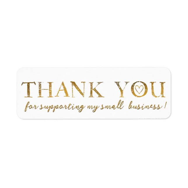 Thank You Gold Hearts Faux Gold Foil Thanks  Label (Front)