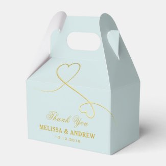 Thank You | Gold Hearts | Soft Blue Wedding Favor Box