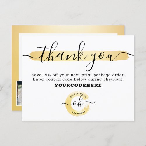 Thank You Gold Minimalist Stylist Marketing Photo  Postcard