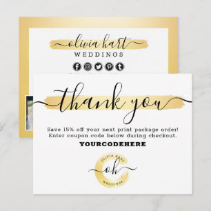 Thank You Gold Minimalist Stylist Marketing Photo Postcard