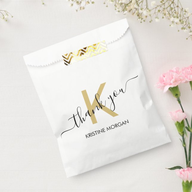 Thank you gold monogram script  favor bag (Sealed)