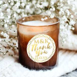 Thank You Gold Monogram Wedding Favor Sticker