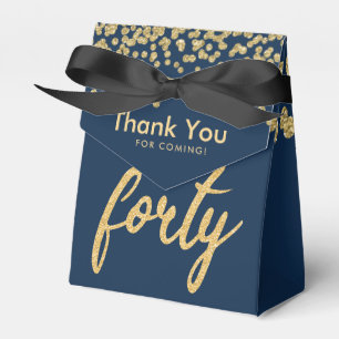 Thank You Gold Navy Blue "Forty" Birthday Party Favor Boxes