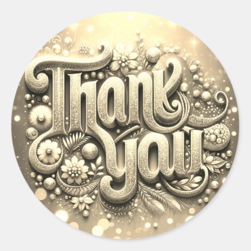 Thank You Gold Ornamental Classic Round Sticker