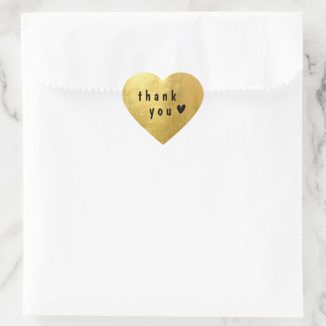 Thank you gold paper sealing Heart Sticker (Bag)