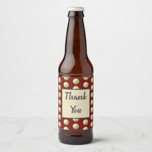 Thank You Gold Polka Dot and Deep Red Appreciation Beer Bottle Label
