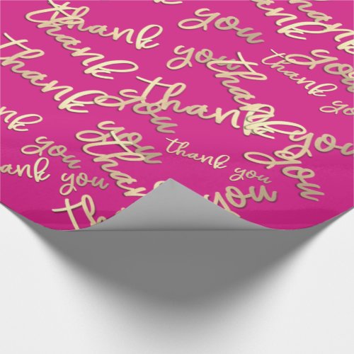 Thank You Gold Script Berry Pink Candy Favor  Wrapping Paper