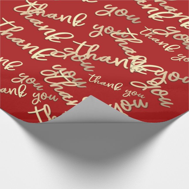 Thank You Gold Script Burgundy Wedding Favor  Wrapping Paper (Corner)
