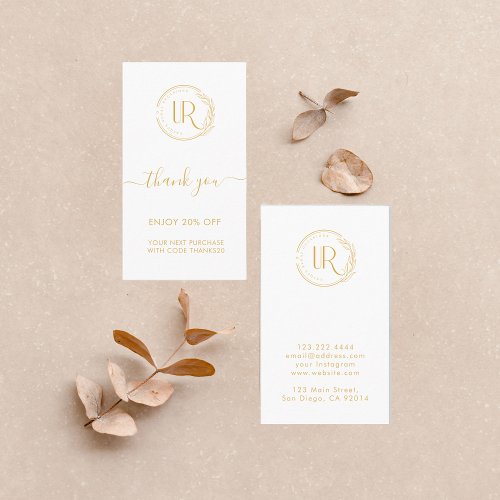 Thank You Gold Script Business Logo Discount Card