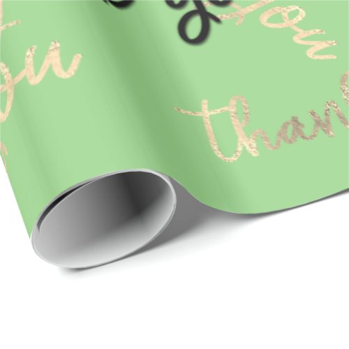 Thank You Gold Script Mint Green Caligraphy Wrapping Paper