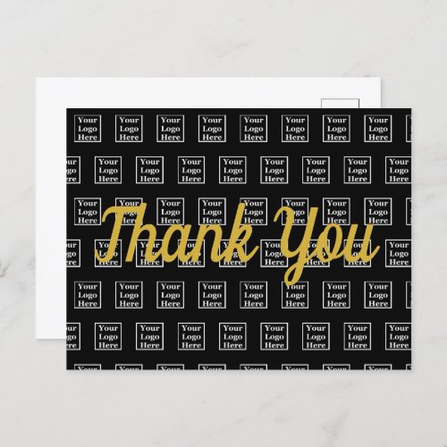 Thank You Gold Script on Black Your Logo Here Postcard