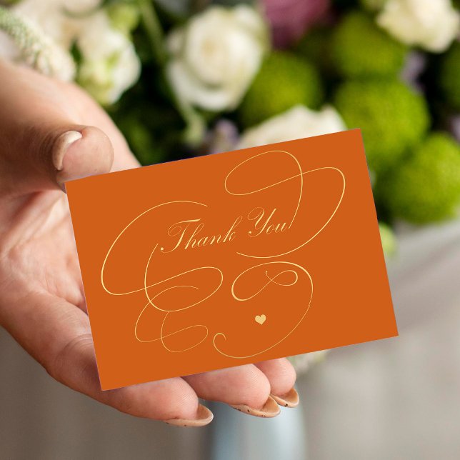 Thank you gold script simple elegant terracotta note card (Creator Uploaded)