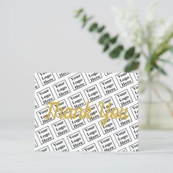 Thank You Gold Script Your Logo Here Template Postcard | Zazzle