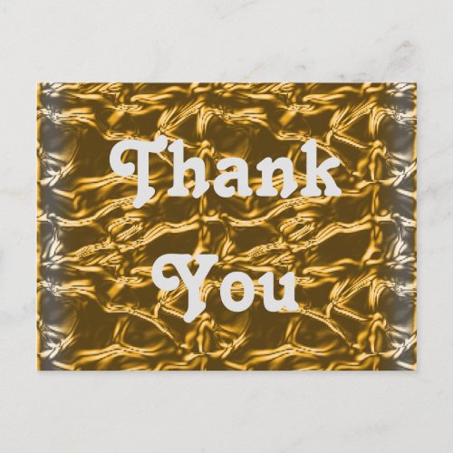 Thank You Gold Silver Metallic Gratitude Postcard