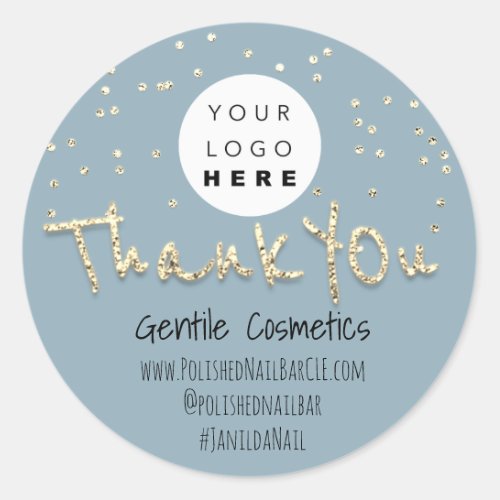 Thank You Gold Sweet 16th Logo Confetti  Blue Classic Round Sticker