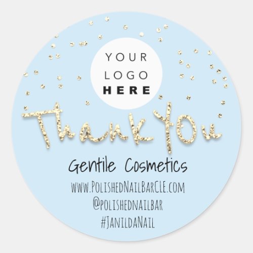 Thank You Gold Sweet 16th Logo Confetti Blue Classic Round Sticker