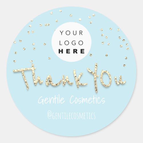 Thank You Gold Sweet 16th Logo Confetti Blue Classic Round Sticker