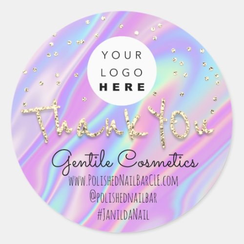 Thank You Gold Sweet 16th Logo Confetti Holograph Classic Round Sticker