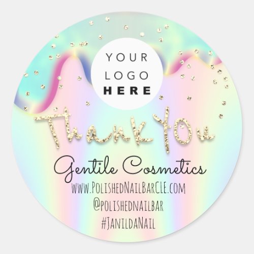 Thank You Gold Sweet 16th Logo Confetti Holograph Classic Round Sticker