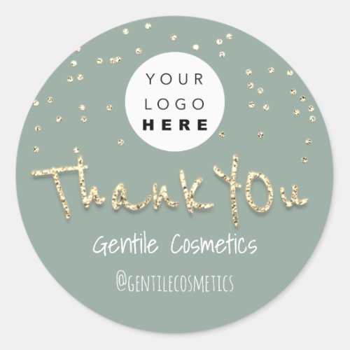 Thank You Gold Sweet 16th Logo Confetti Mint Green Classic Round Sticker