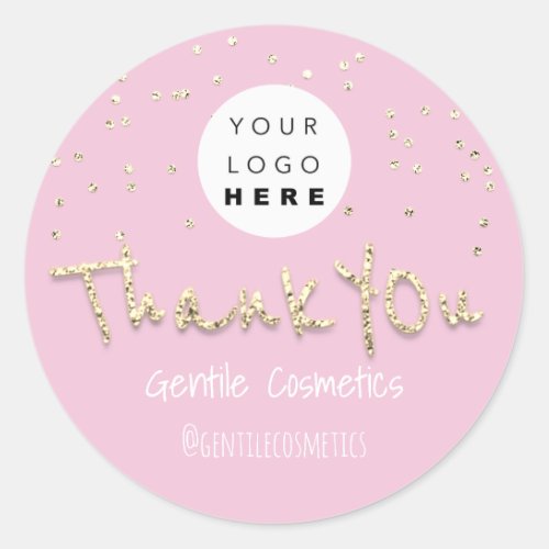 Thank You Gold Sweet 16th Logo Confetti Pink Classic Round Sticker