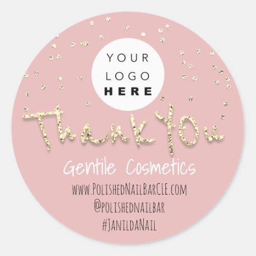 Thank You Gold Sweet 16th Logo Confetti Pink Classic Round Sticker