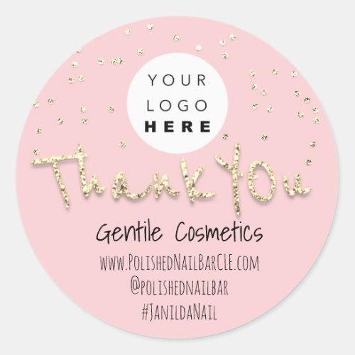 Thank You Gold Sweet 16th Logo Confetti Pink Classic Round Sticker