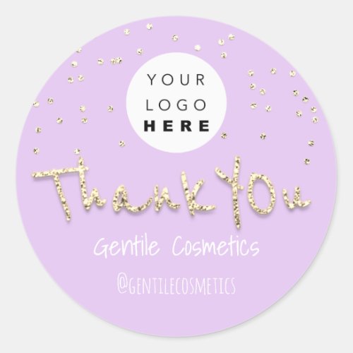 Thank You Gold Sweet 16th Logo Confetti Purple Classic Round Sticker
