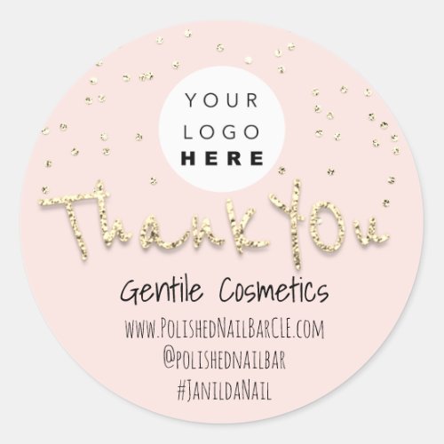 Thank You Gold Sweet 16th Logo Confetti Rose Classic Round Sticker