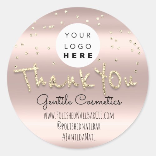 Thank You Gold Sweet 16th Logo Confetti Rose Classic Round Sticker