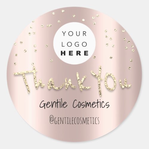 Thank You Gold Sweet 16th Logo Confetti Rose Glam Classic Round Sticker