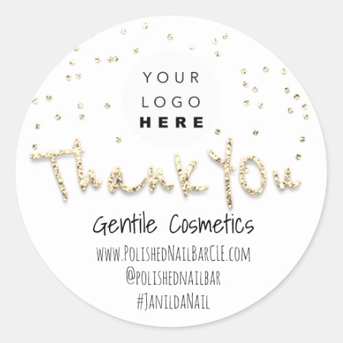 Thank You Gold Sweet 16th Logo Confetti  White Classic Round Sticker