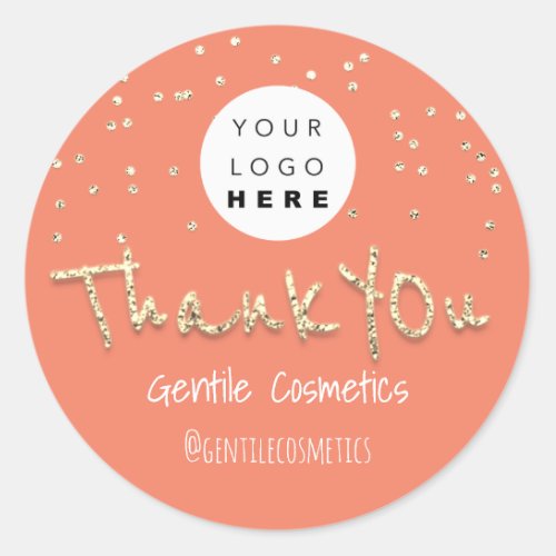 Thank You Gold Sweet 16th Logo Coral Confetti Classic Round Sticker