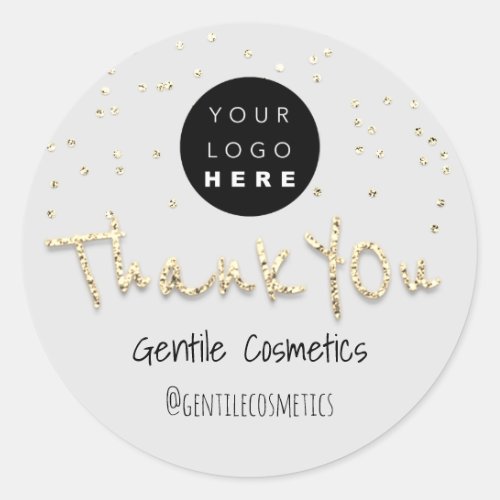 Thank You Gold Sweet 16th Logo Gray  Confetti Classic Round Sticker