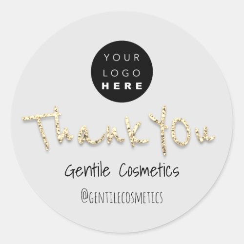 Thank You Gold Sweet 16th Logo Gray Pastels Classic Round Sticker