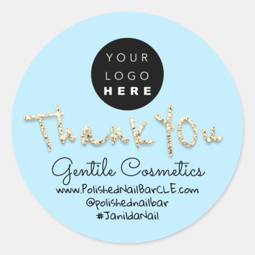 Thank You Gold Sweet 16th Logo Name Sky Classic Round Sticker