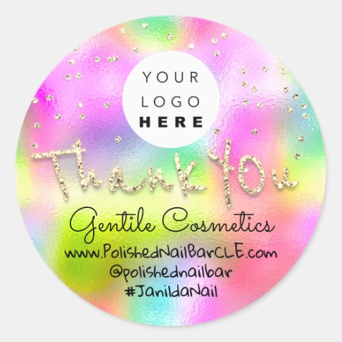 Thank You Gold Sweet 16th Logo Unicorn  Holograph Classic Round Sticker