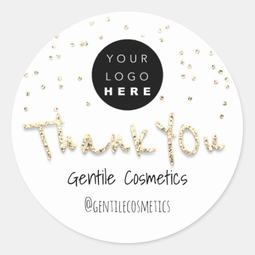 Thank You Gold Sweet 16th Logo White Confetti Classic Round Sticker