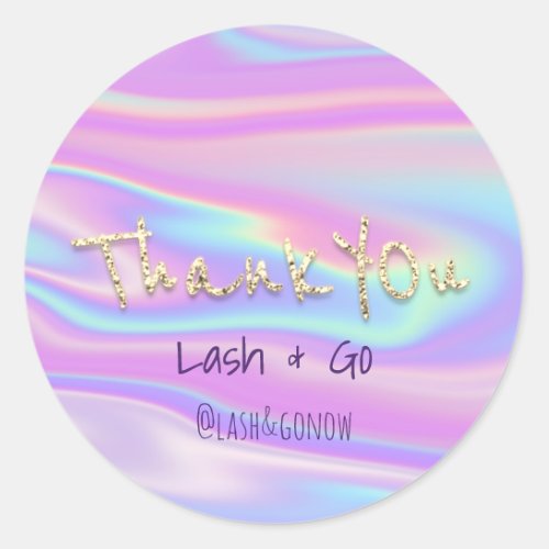 Thank You Gold Sweet 16th Wedding Holograph Classic Round Sticker